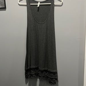 Grey long racer back tank
